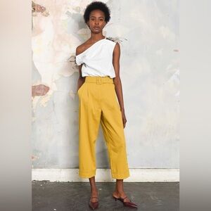 ISA ARFEN 2017 Collection High Waisted Goldenrod Crop Cuffed Wide Leg Pant Sz 10